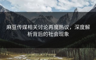 麻豆传媒相关讨论再度热议，深度解析背后的社会现象